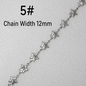 Macro detail of 12mm wide silver stainless steel star chain link DIY jewelry accessory 5#