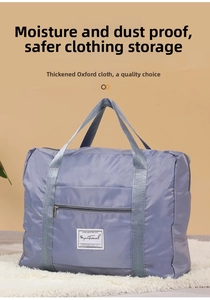 Detail of light purple oxford fabric travel bag with moisture-proof and dustproof texture