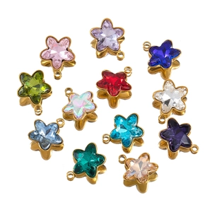 Stainless Steel Micro Pave Star Pendant Rhinestone Five Pointed Star Charms For DIY Necklace Bracelet Jewelry Making Accessories