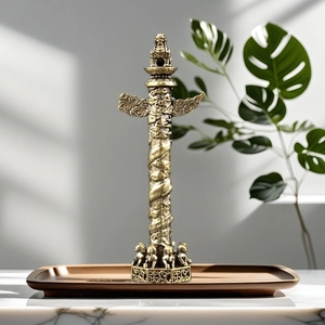 Huabiao Statue Chinese Dragon Pillar Miniature Antique Brass Alloy Carved Desktop Ornament Office Home Decor Traditional Gift