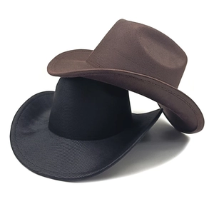 Classic western cowboy hats in black and dark brown with curved brim and textured finish
