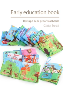 Washable tear-proof baby cloth books featuring farm animals and alphabet early learning