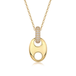 Detailed view of the gold teardrop necklace pendant with sparkling paved crystals