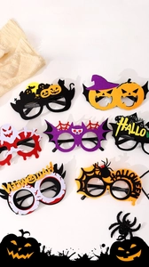 Détails de lunettes de fête d'Halloween avec motifs citrouille et chauve-souris en feutre