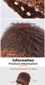 Winter plush knit hat with detailed size dimensions of 22cm width and 21cm depth