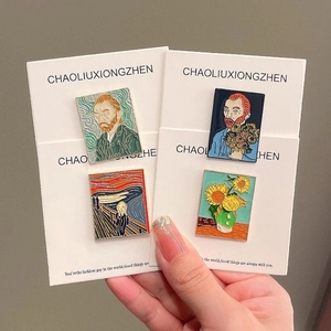 Famous Painting Art Enamel Pin Zinc Alloy Brooch Badge Van Gogh Sunflower Starry Night Retro Lapel Jewelry For Backpack Jacket