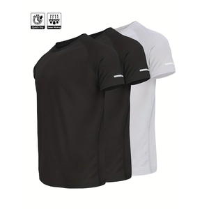 Men's quick dry sport t-shirts in black and white with 3D ghost mannequin display