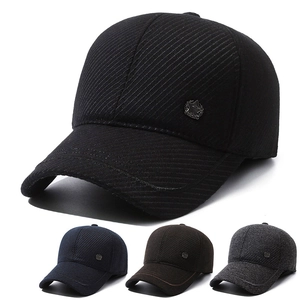 Men Winter Baseball Cap Woolen Padded Warm Ear Protection Adjustable Star Metal Badge Outdoor Thermal Casual Hat