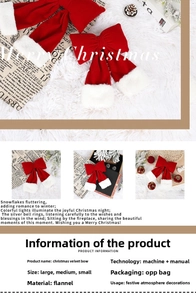 Close-up of red and white velvet Christmas bows in various sizes for festive holiday decor