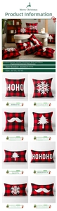 Close-up of Christmas buffalo plaid pillowcase with white towel embroidery and hidden zipper
