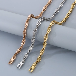 Chaînes torsadées classiques en acier inoxydable plaqué or 18K, tons rose, argent et or