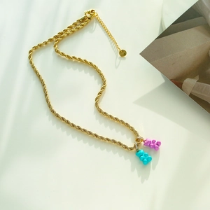 Painted Gummy Bear Charms Resin Pendants With Rhinestone Inlaid Loop For DIY Necklace Bracelet Making Jewelry Accessory