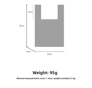 Size details of the cute knitted rabbit tote bag showing dimensions and handle length