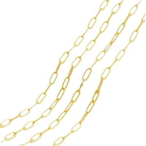 18K gold-plated oval paperclip chain links for DIY necklaces and handmade jewelry