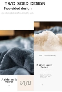Close-up of thick milk fleece and lamb fleece textures on a warm winter blanket
