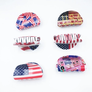 Fashion American flag PVC hair claw clips for women hair styling accessories