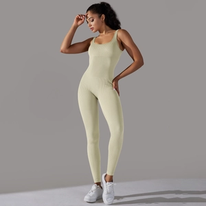 Detailed texture of seamless ribbed fabric on a sage green slimming yoga bodysuit