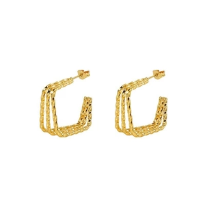 Chic 18K gold plated stainless steel square twisted stud earrings with woven texture