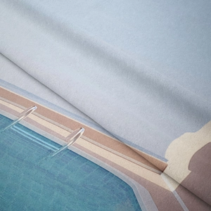 Nahaufnahme der böhmischen Pool-Landschaft-Wandteppich mit feiner Textur und Wellen