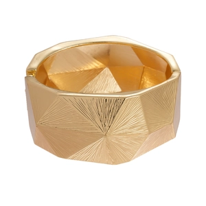 Poliertes goldfarbenes geometrisches Scharnierarmband mit strahlender Textur