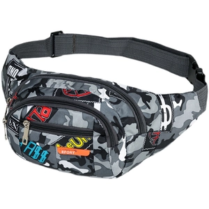 Waterproof camouflage fanny pack with multi-layer zipper pockets and adjustable nylon belt