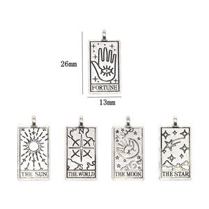 Lot de 5 pendentifs tarot argentés vintage avec Soleil Lune et Étoiles pour bijoux DIY