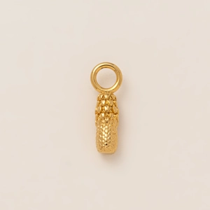 Detail of 18K gold plated stainless steel pineapple pendant with textured surface