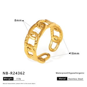 Detailed size and weight specifications for this waterproof stainless steel gold ring