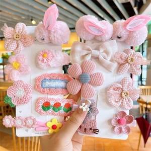 Kleinkind Mädchen Niedliche Haarklammern Plüsch Hase Gestrickte Blume Schleife Stoff Cartoon Tier Kopfschmuck Zubehör