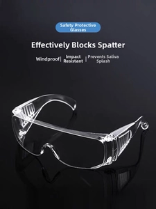 Macro detail of anti-fog safety goggles with side ventilation and impact resistance