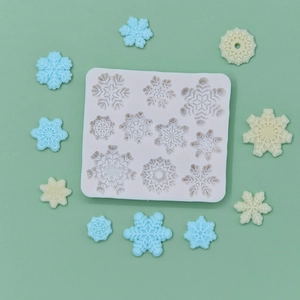 Silicone snowflake mold with 11 patterns for DIY baking and resin crafts