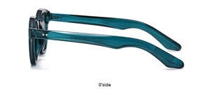 Detailansicht der blauen Brille mit Modellnummer E2113 und Größenangaben am Bügel
