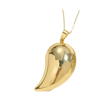Polished 14K gold-plated teardrop necklace with a minimalist hollow pendant for women