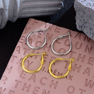 Minimalist Copper Hoop Earrings For Women Summer Versatile Plain Circle Round Ear Jewelry Chic Simple Geometric Style Gift
