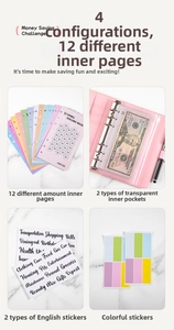Detail view of A6 money saving challenge binder set with zip envelopes and stickers
