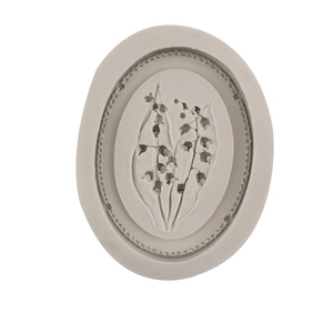 Stampo in silicone ovale con rilievo mughetto per sapone artigianale e gesso profumato