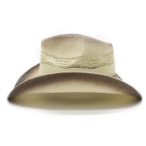 Chapeau de cowboy en paille tissée avec couronne aérée et bord dégradé marron élégant