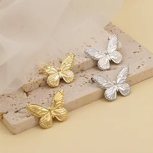 Fashion Titanium Steel Butterfly Stud Earrings For Women Romantic Animal Wing Design Gold Silver Plated Daily Elegant Jewelry