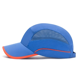 Marineblauer atmungsaktiver Outdoor-Sonnenhut mit orangefarbenem Rand und Netz