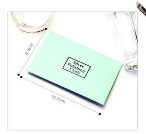 Silver polishing cloth in mint green with dimensions of 10.5cm x 6.5cm for jewelry care