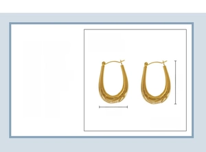 U-shaped stainless steel earrings featuring spiral texture and dimensions of 25x34mm