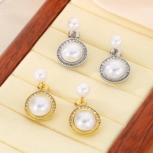 Boucles D'oreilles Pendantes Vintage En Acier Inoxydable Et Künstliche Perle Style Français Orné De Strass Bijoux Élégants Pour Femmes