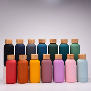 Stainless Steel Insulated Water Bottle Vacuum Flask With Bamboo Lid Matte Finish Portable Outdoor Travel Sports Bottle