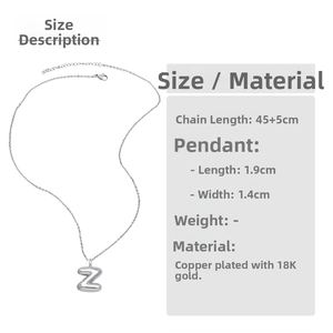 Detailed view of bubble initial Z pendant with 45+5cm chain length and 1.9x1.4cm dimensions