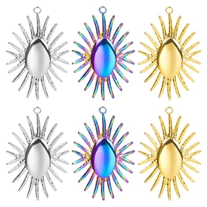 Sunburst Pendant Stainless Steel 18K Gold Plated Sun Ray Evil Eye DIY Jewelry Making Charms Boho Style Fashion Accessories