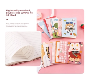Close-up of cute mini notebook featuring lined pages with ink-resistant paper quality