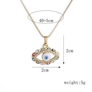 Halskette mit bösem Blick Anhänger aus buntem Emaille und Zirkonia auf Goldkette