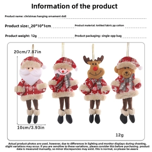 Set of 4 Christmas tree hanging plush dolls including Santa, snowman, elk and bear