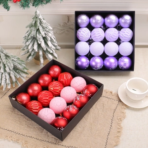 Set of 32 colorful Christmas ball ornaments with glitter and snowflake patterns for trees