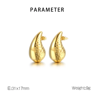 Detailed size parameters of 18K gold plated stainless steel hammered teardrop earrings